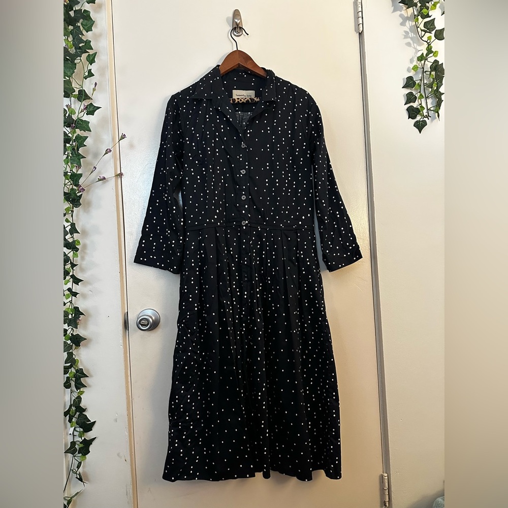 Samantha Sung size 12 cotton pleated polka dot dress